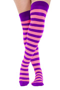 Crazy Chick Purple & Fuchsia Pink OTK Stripe Socks – Girls’ Knee-High Fashion Socks