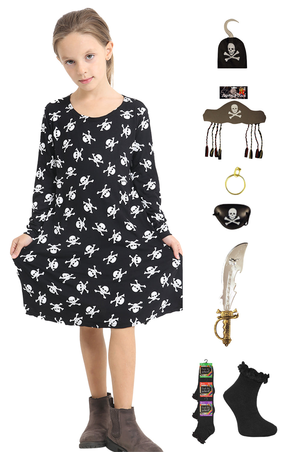 Girls Halloween Pirate 7 Pcs Set