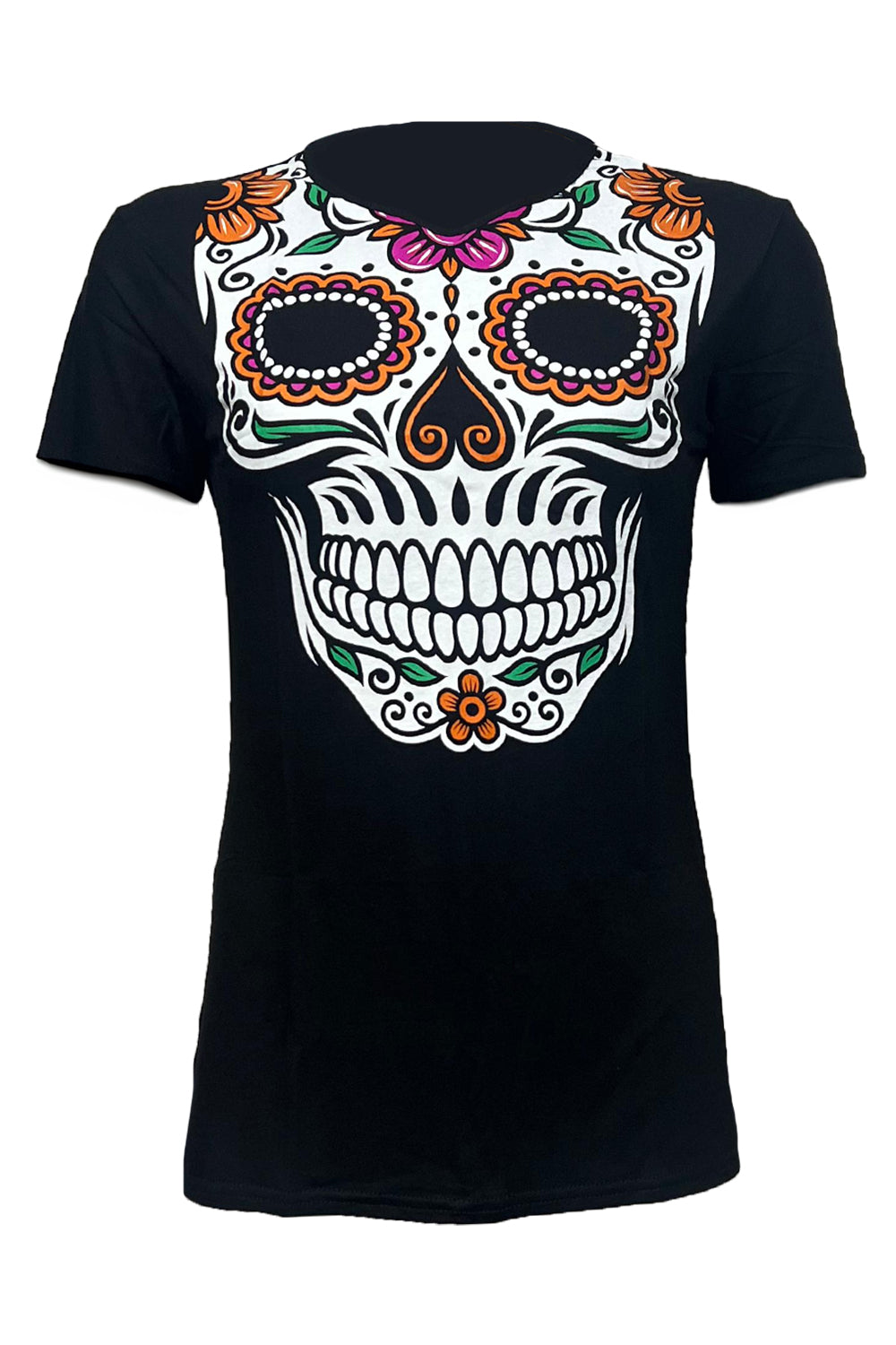 Wickedfun Women Mexican Skull Black Tshirt