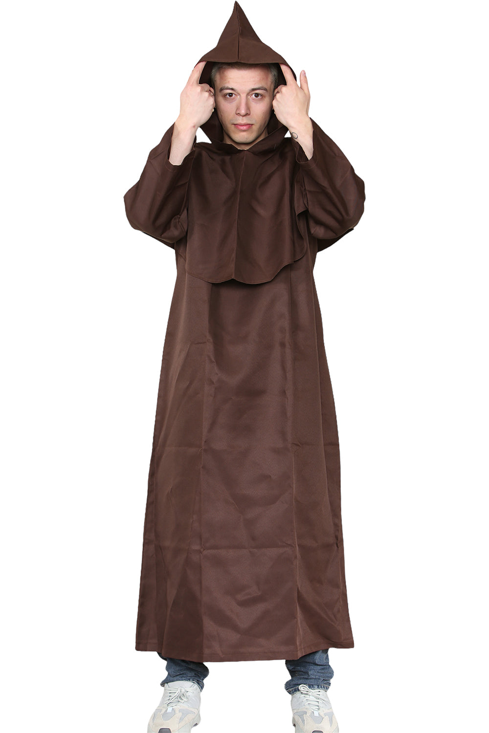 Wickedfun Adult Medieval Hooded Monk Renaissance Priest Robe Costume