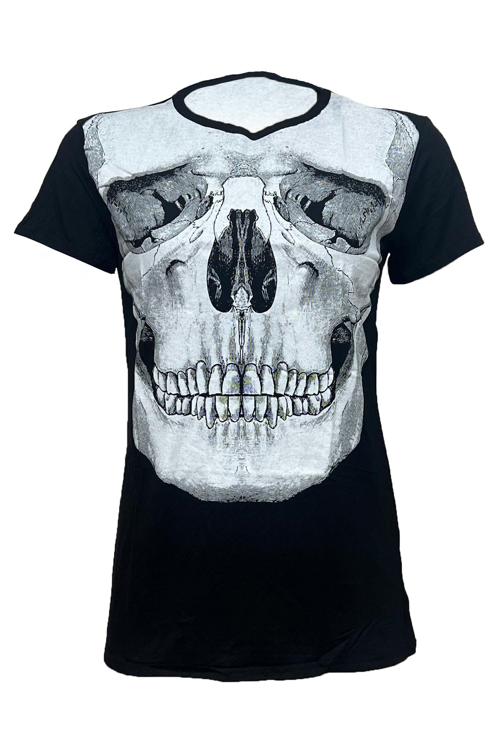 Wickedfun Women Scary Skull Printed Black TShirt