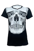 Wickedfun Women Scary Skull Printed Black TShirt